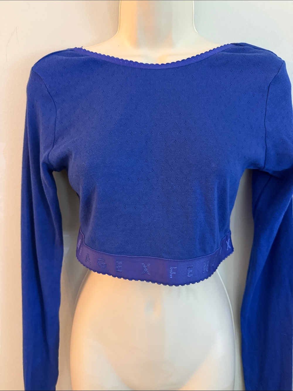 Savage X Fenty Royal Blue Long-Sleeve Cropped Top